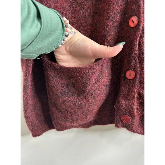 Malene Birger MAG Womens Burgundy Mohair Wool Cardigan Sweater Sz M Quiet Luxury - Picture 5 of 7